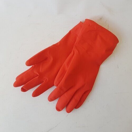 Перчатки на флисе красные 30см р 7-8 (10шт) (Сиб Сад)