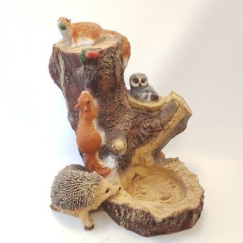 Садовая кашпо Пень с белками и совенком в гнезде АФ0377 (АгроФор)