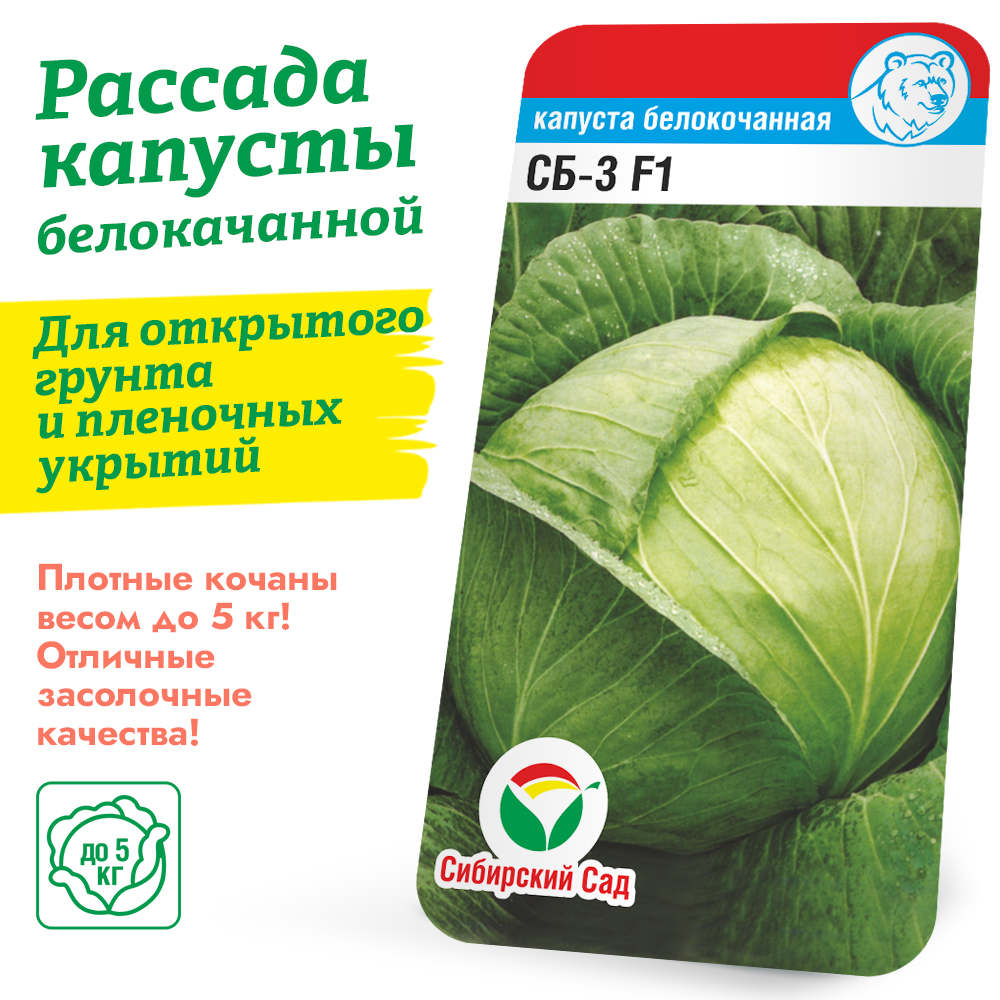 Капуста СБ-3 F1 1шт (ящик/84яч; 1/2ящ/42яч)