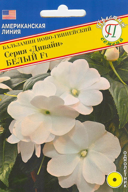 Бальзамин Дивайн F1 ново-гвинейский Белый однолетник 5шт (Престиж)